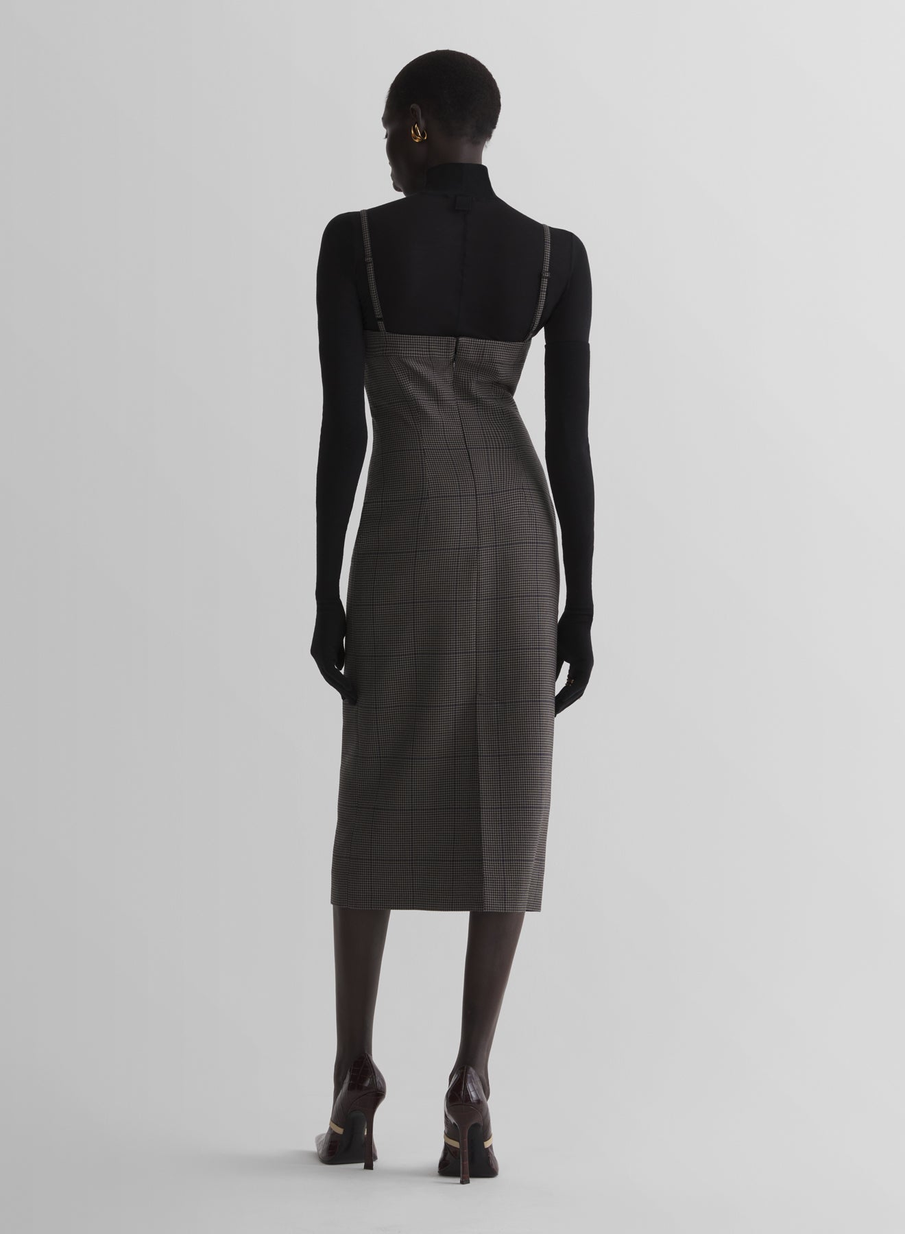 taupe check lingerie dress