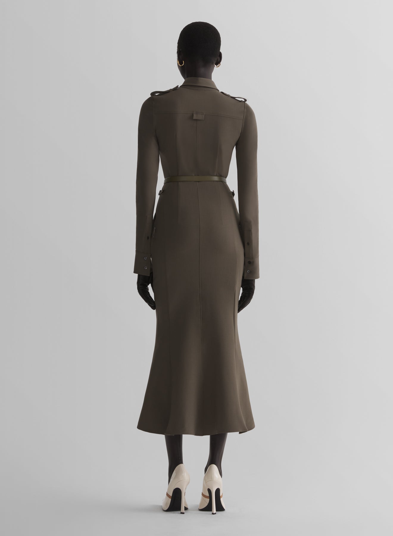 kaki military shirt dress