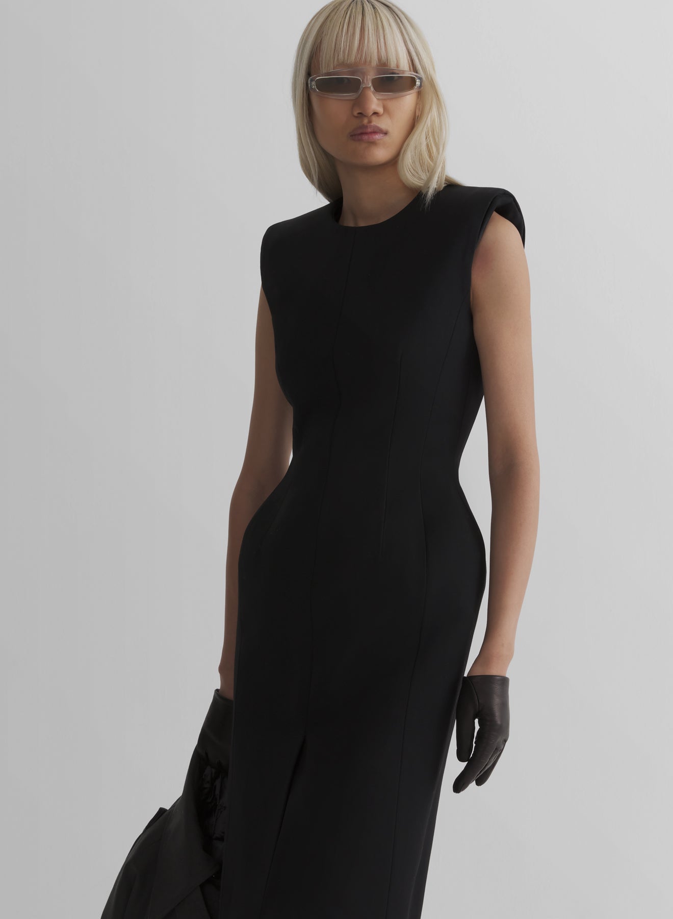 black stockman midi dress