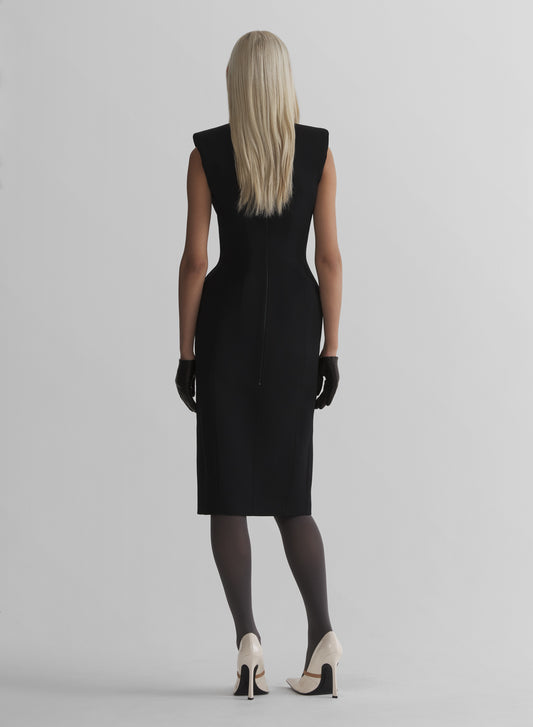 black stockman midi dress
