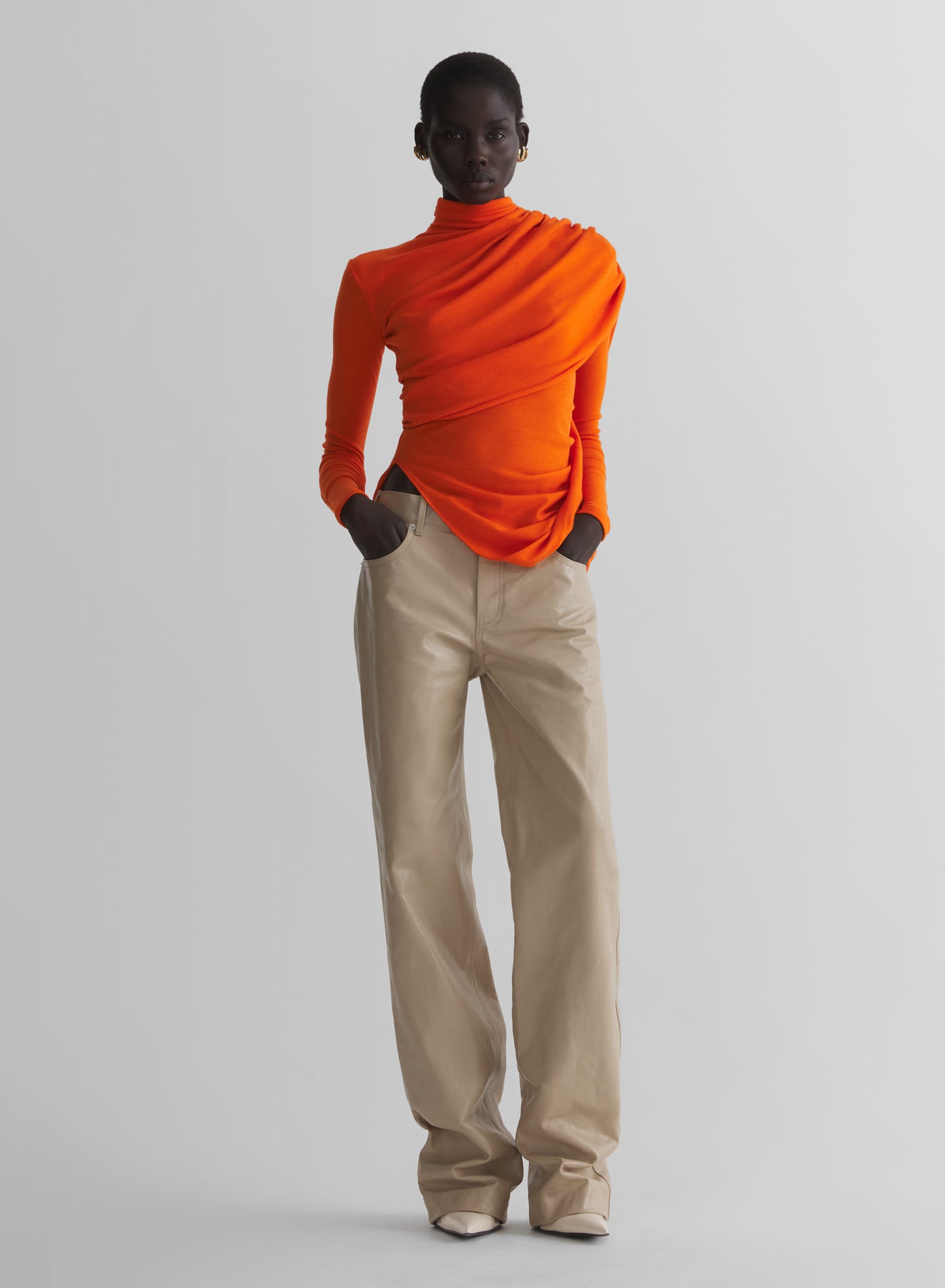 orange cascade sleeves top