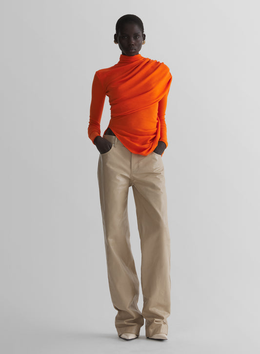 orange cascade sleeves top