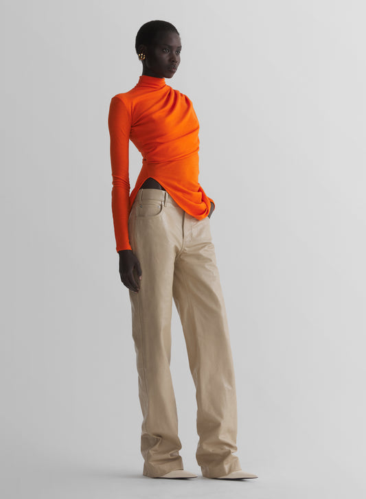 orange cascade sleeves top