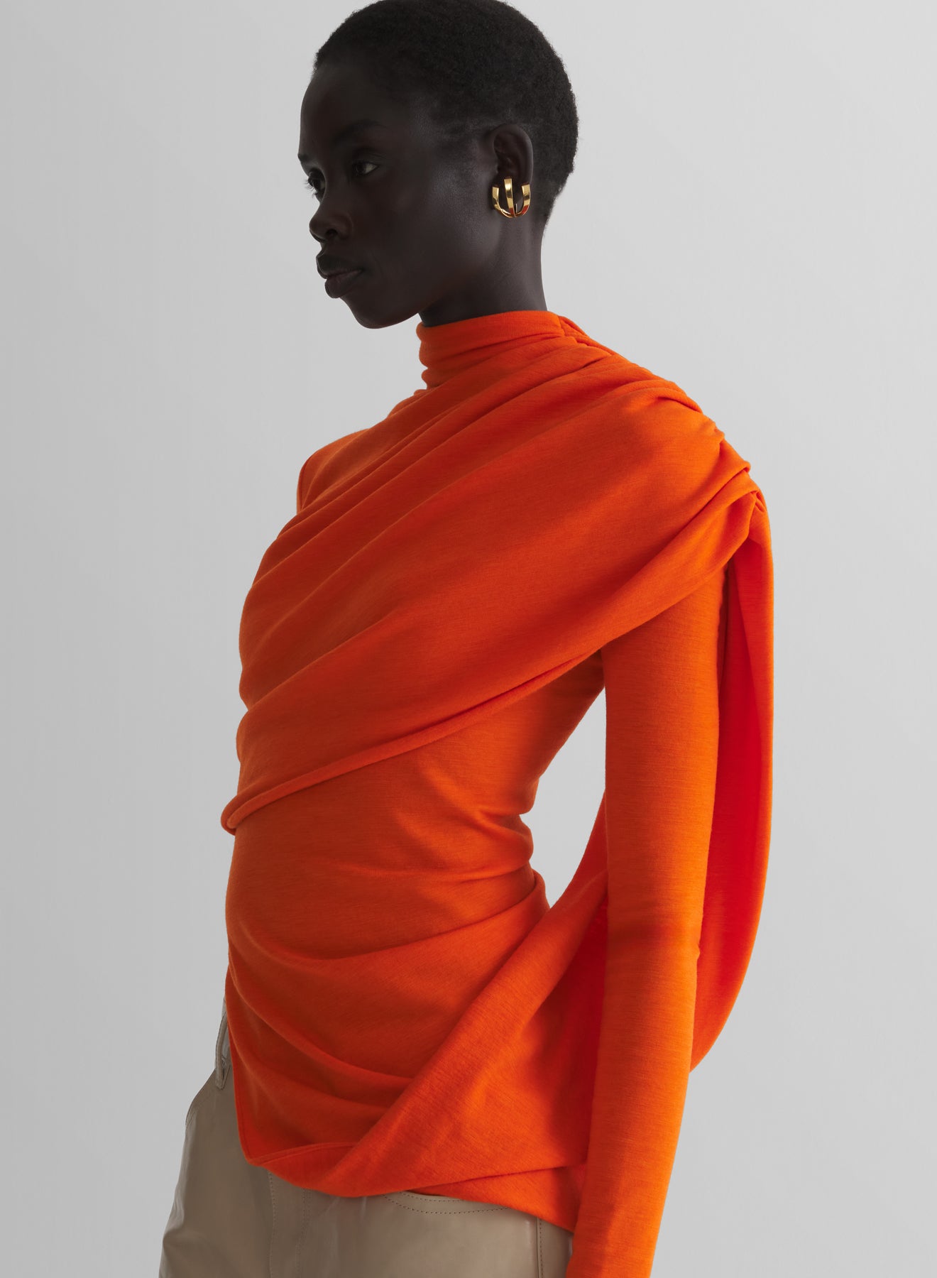 orange cascade sleeves top