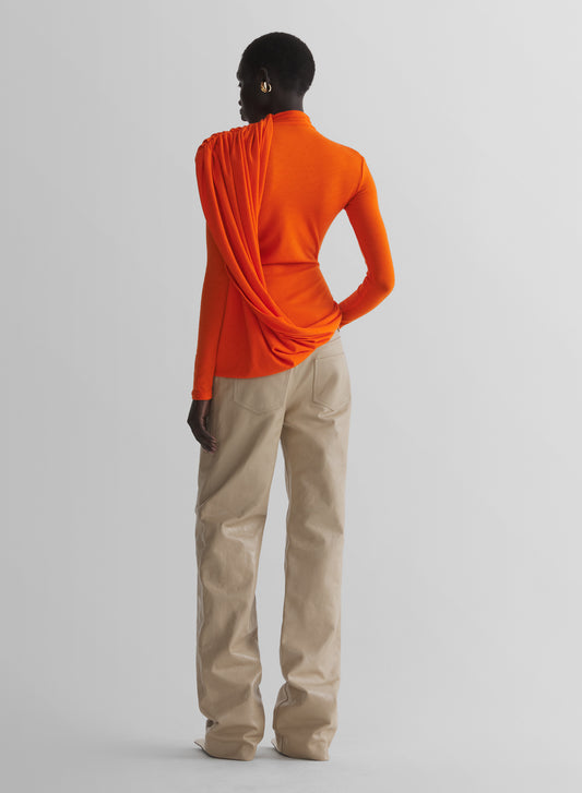 orange cascade sleeves top