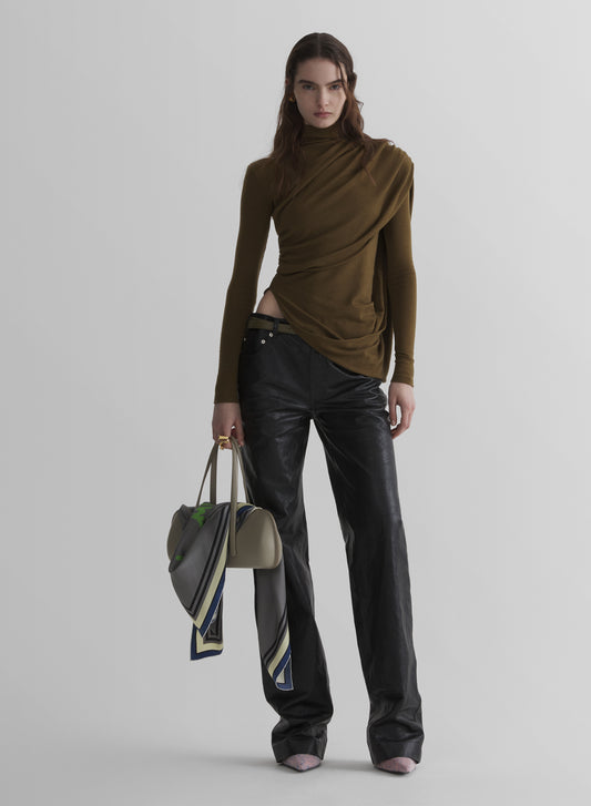 military green cascade sleeves top
