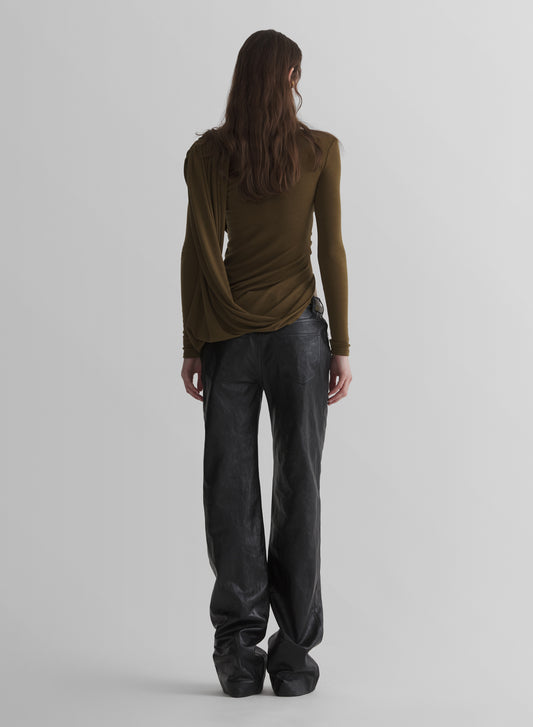 black low waist masculine leather pants