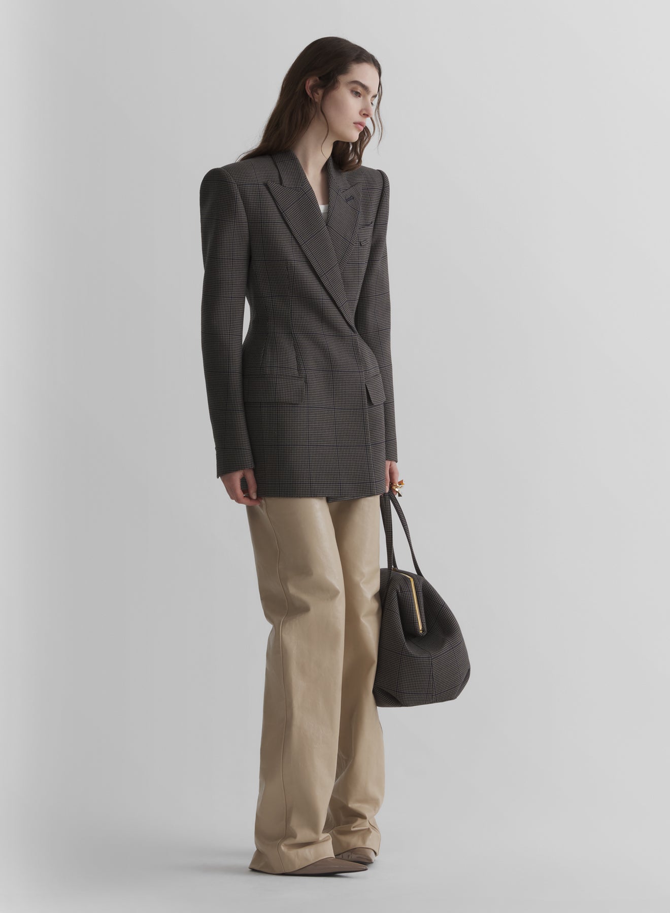 taupe checked stockman jacket