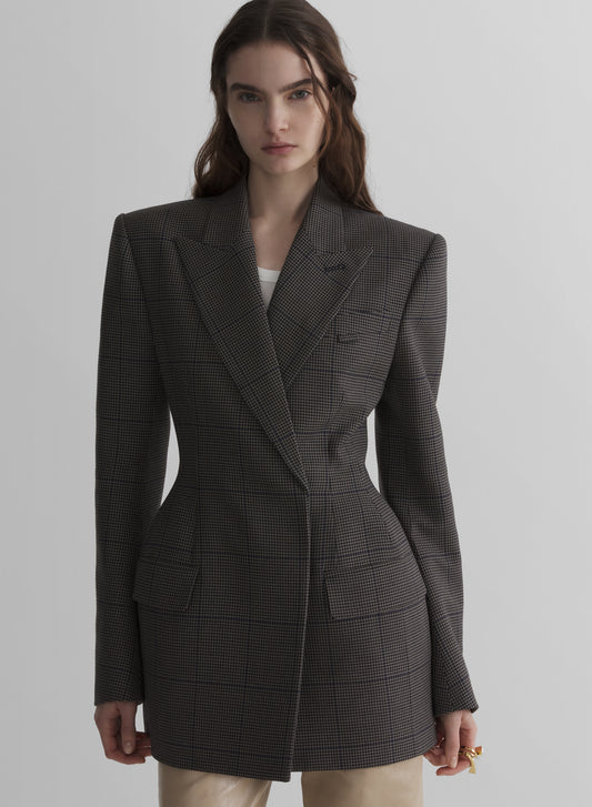 taupe checked stockman jacket