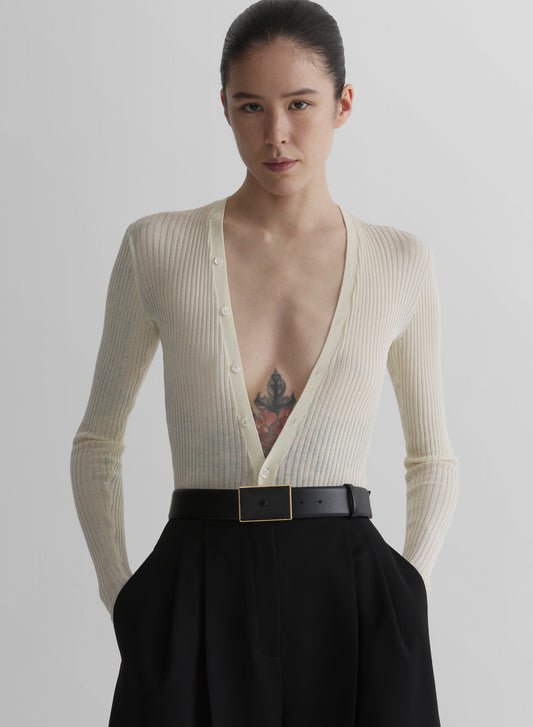 off-white knit buttoned bodyshort