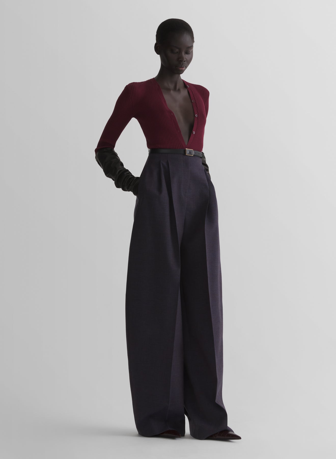 burgundy knit buttoned bodyshort