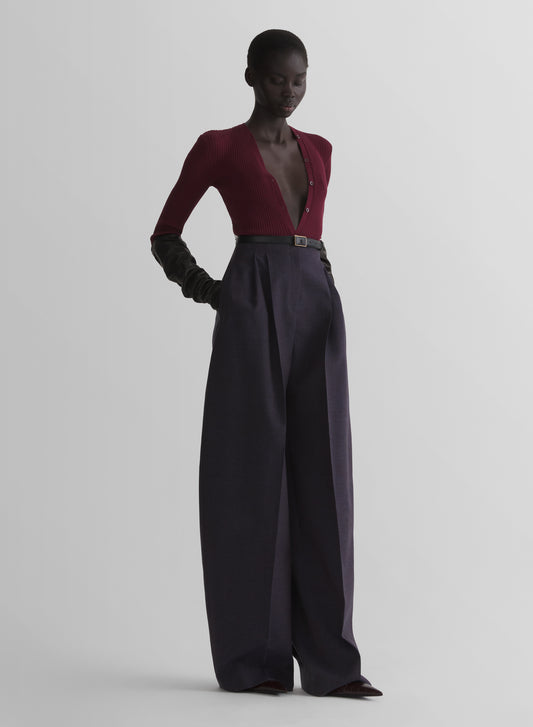 burgundy knit buttoned bodyshort
