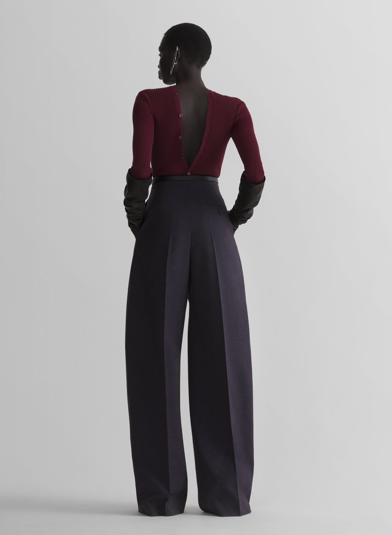 burgundy knit buttoned bodyshort
