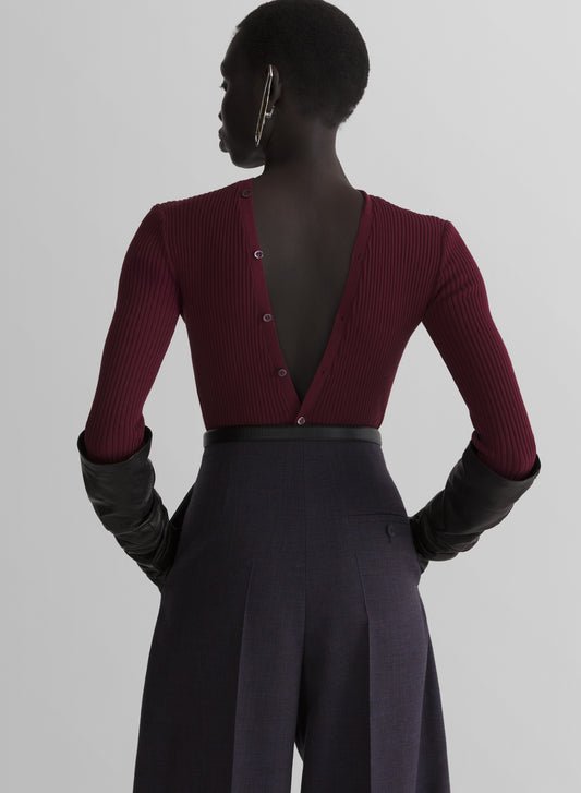 burgundy knit buttoned bodyshort