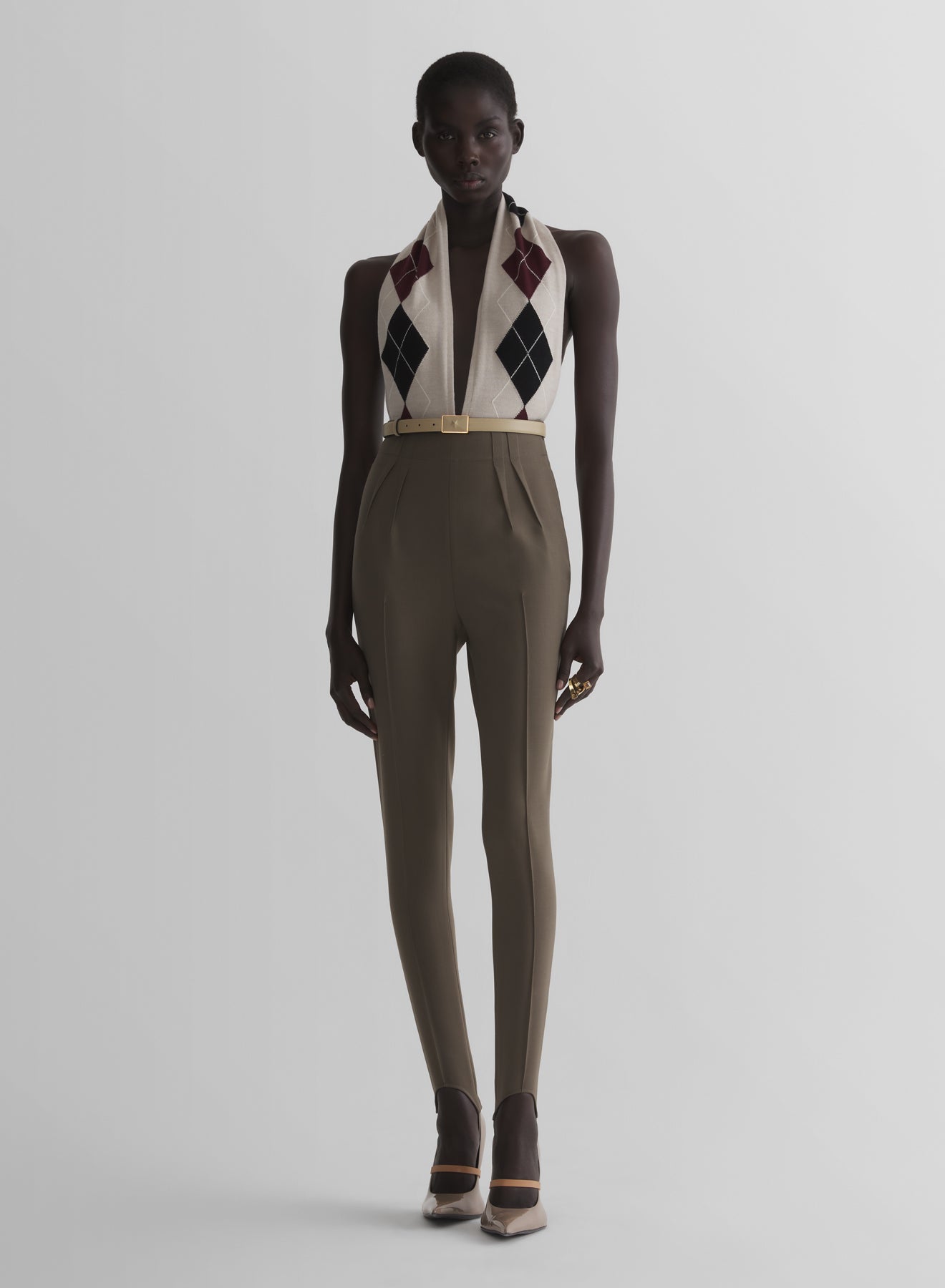 off white cashmere argyle bodysuit