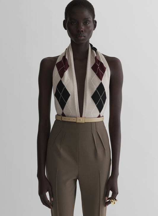 off white cashmere argyle bodysuit
