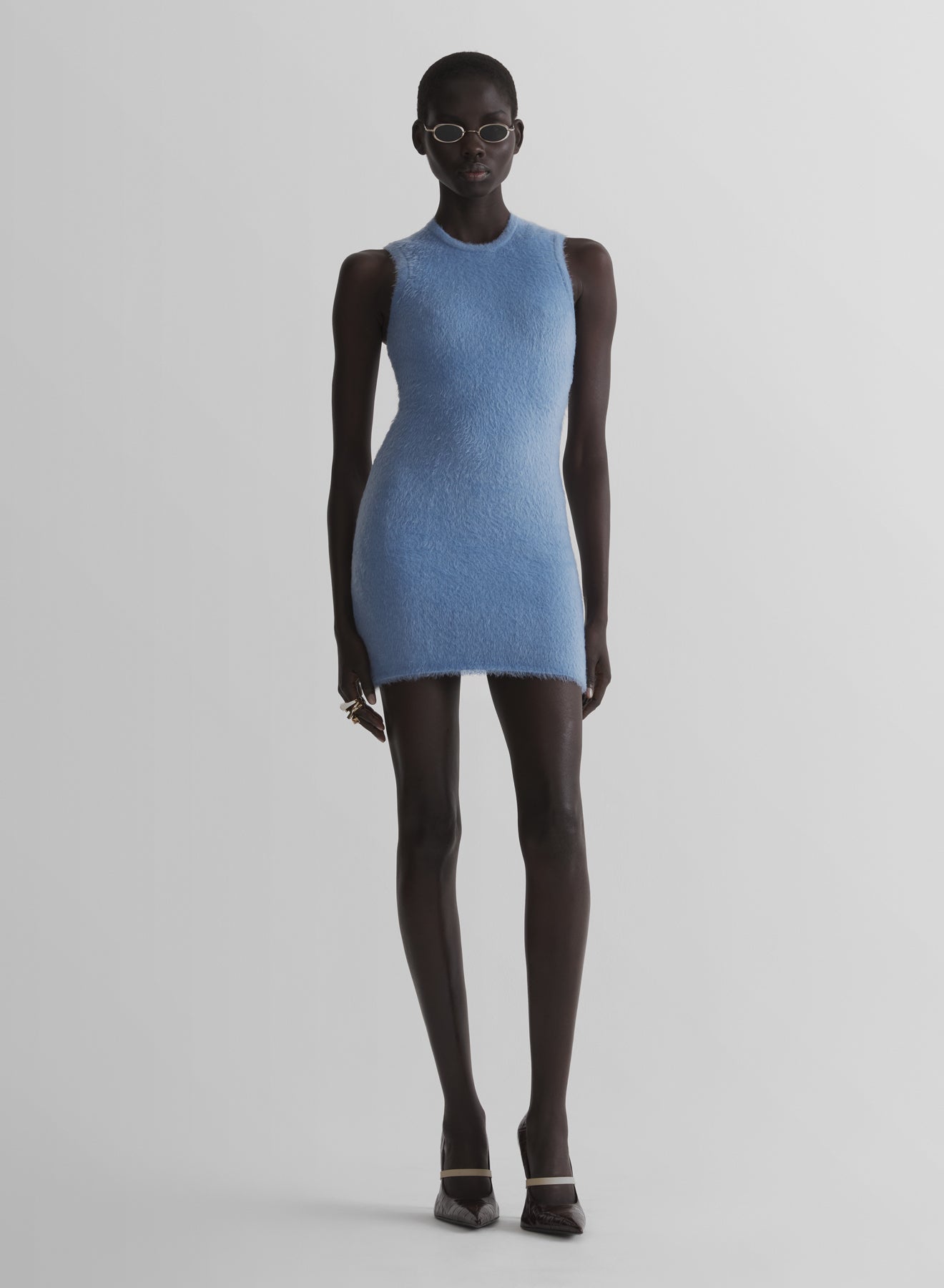 pastel blue brushed knit dress