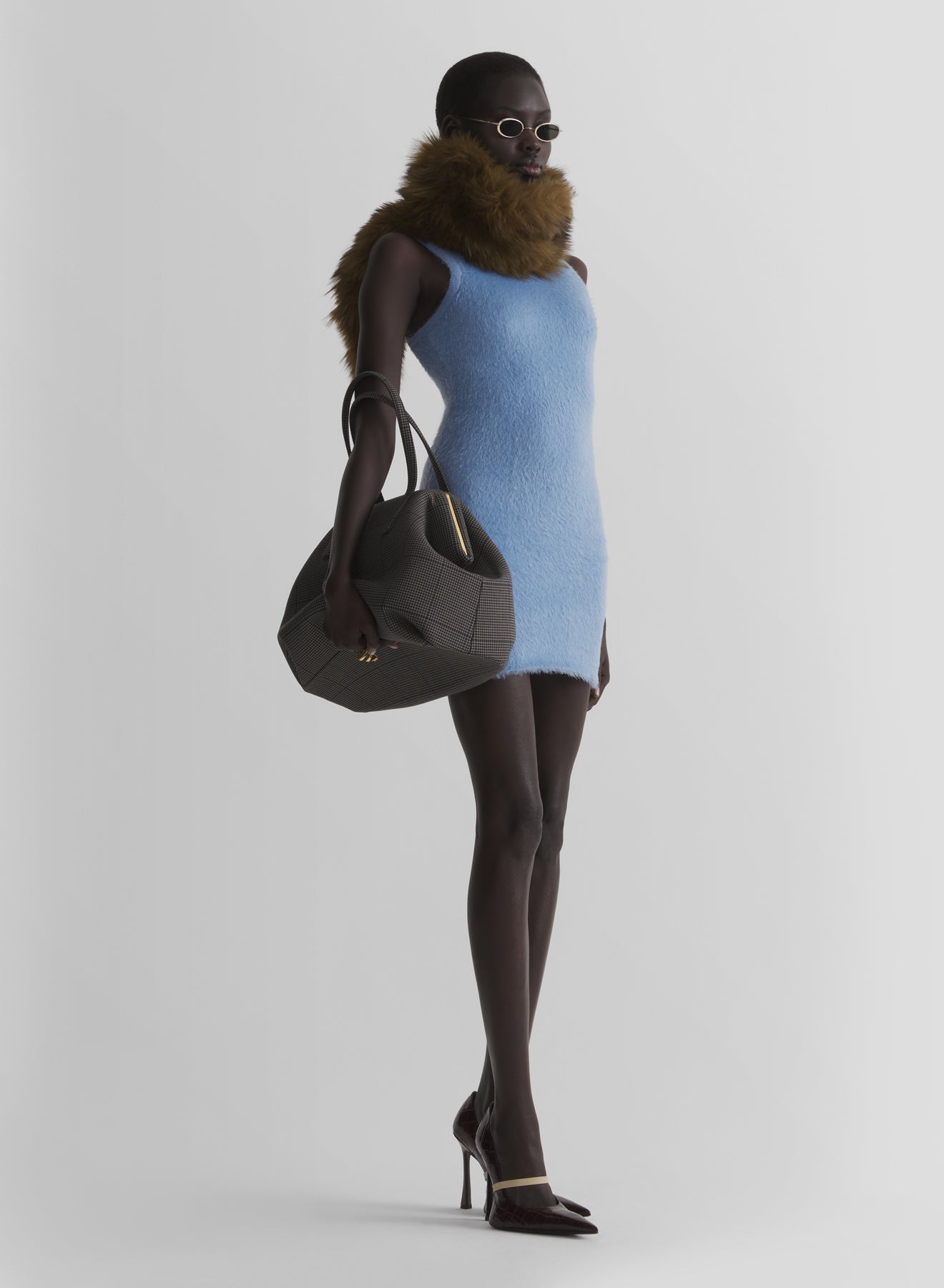 pastel blue brushed knit dress