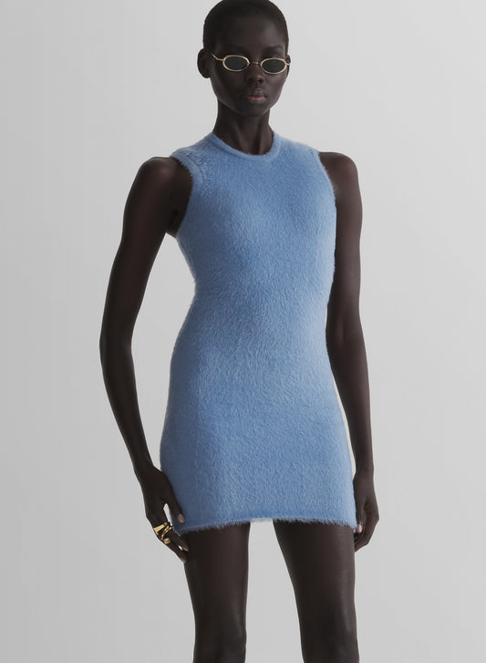 pastel blue brushed knit dress