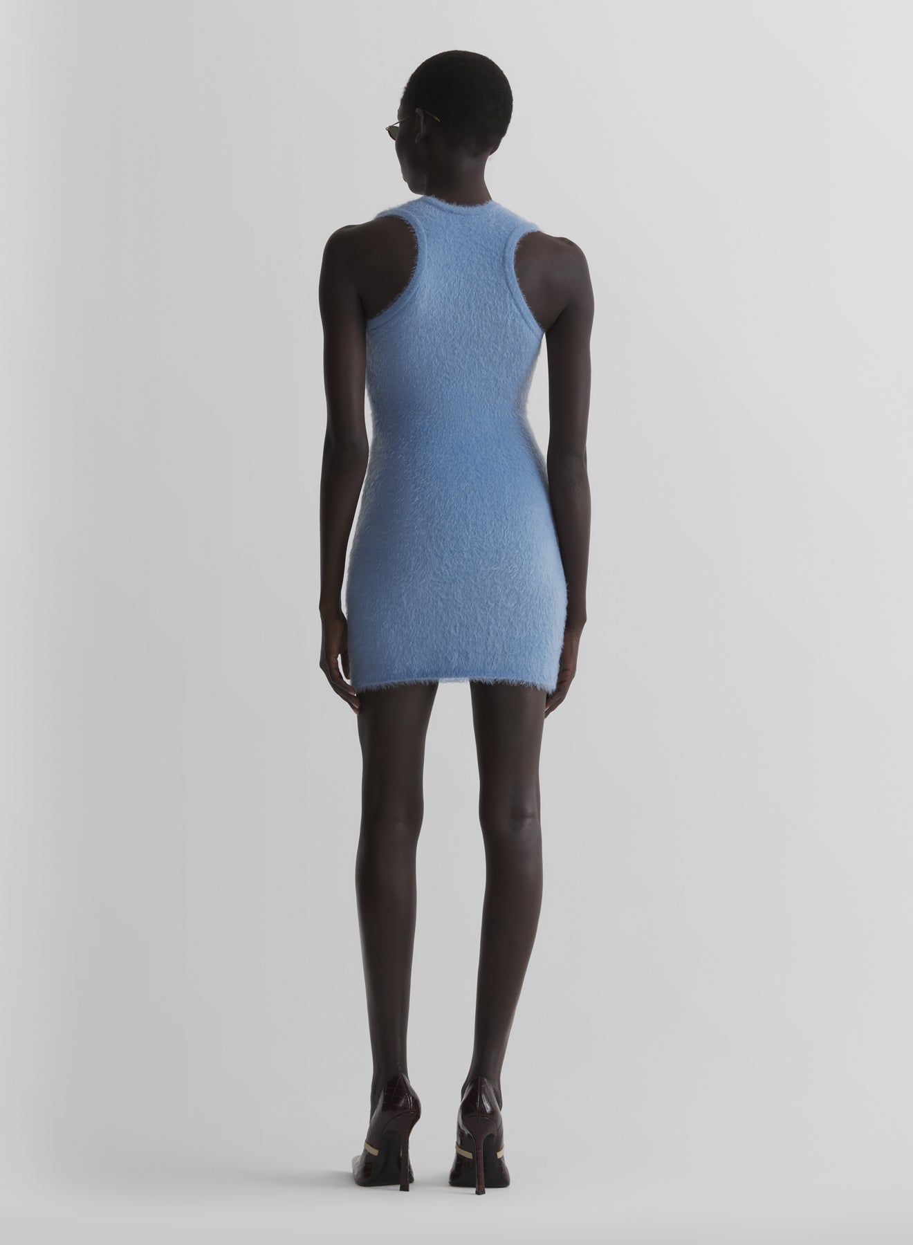 pastel blue brushed knit dress
