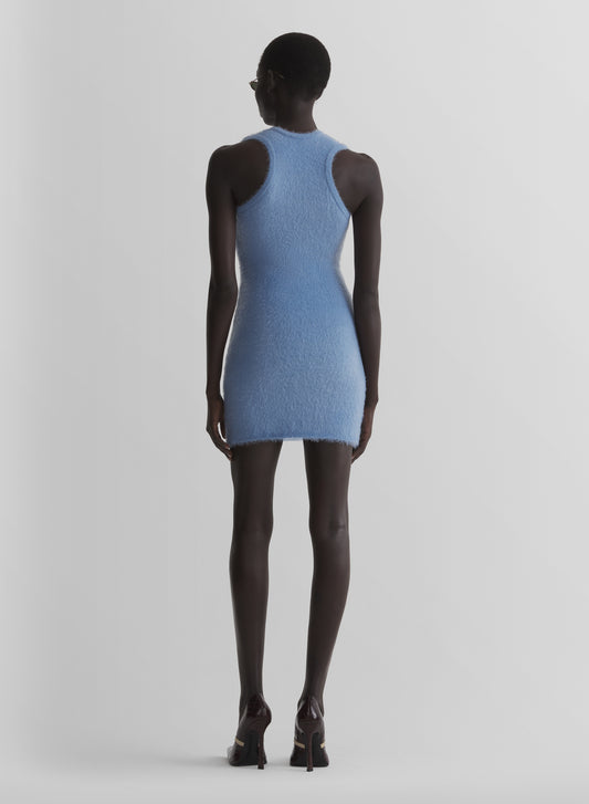 pastel blue brushed knit dress