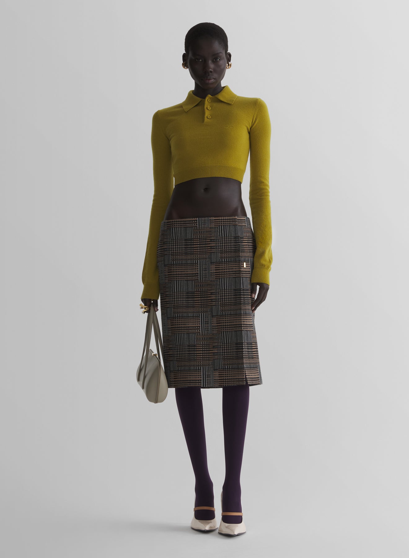 moss cashmere cropped polo
