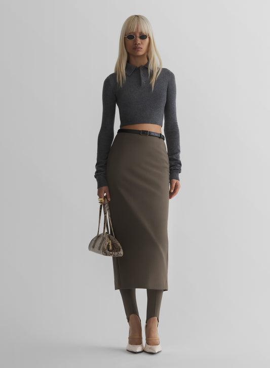 grey cashmere cropped polo