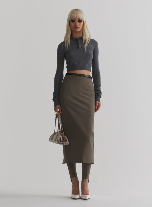 taupe pencil skirt