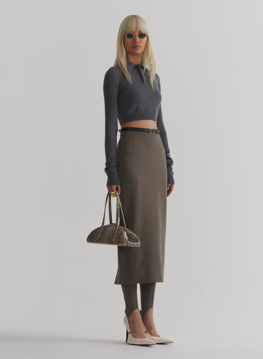 taupe pencil skirt