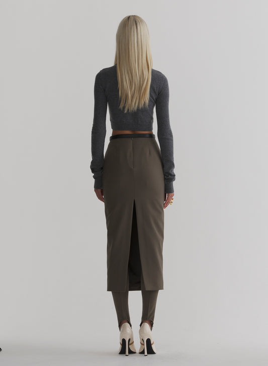 taupe pencil skirt