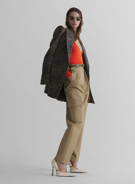 orange cashmere v-neck knit top