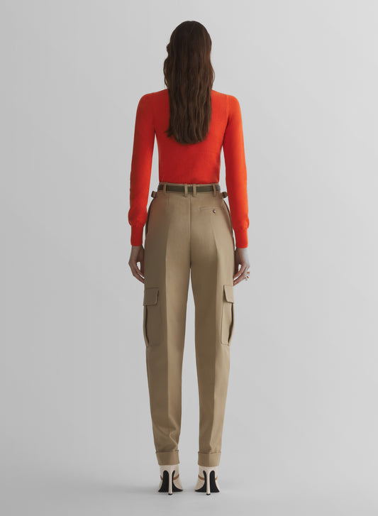 orange cashmere v-neck knit top