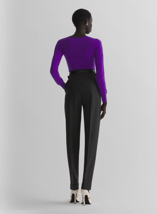 purple cashmere v-neck knit top