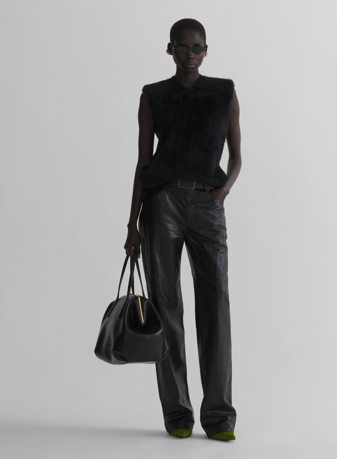 black brushed knit sleeveless top