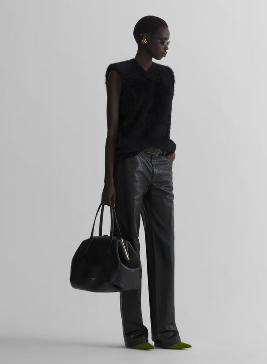 black brushed knit sleeveless top