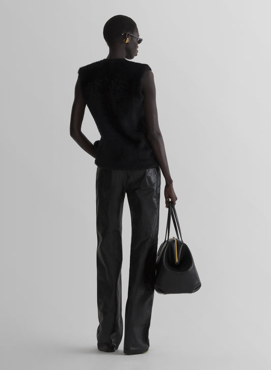 black brushed knit sleeveless top