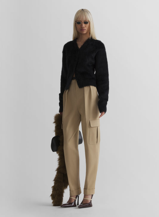 brushed knit cardigan