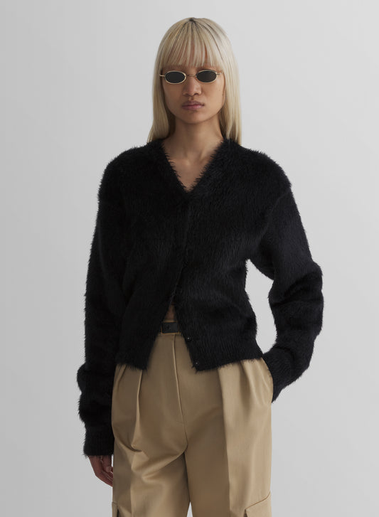brushed knit cardigan