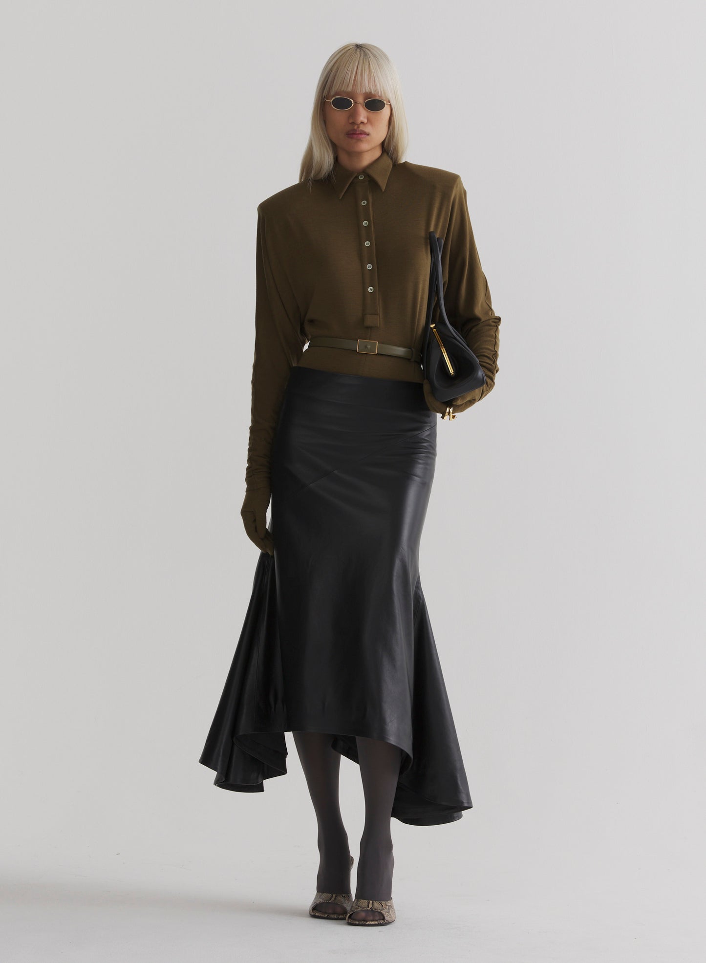 black leather mermaid skirt