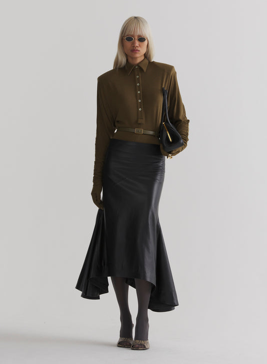 black leather mermaid skirt