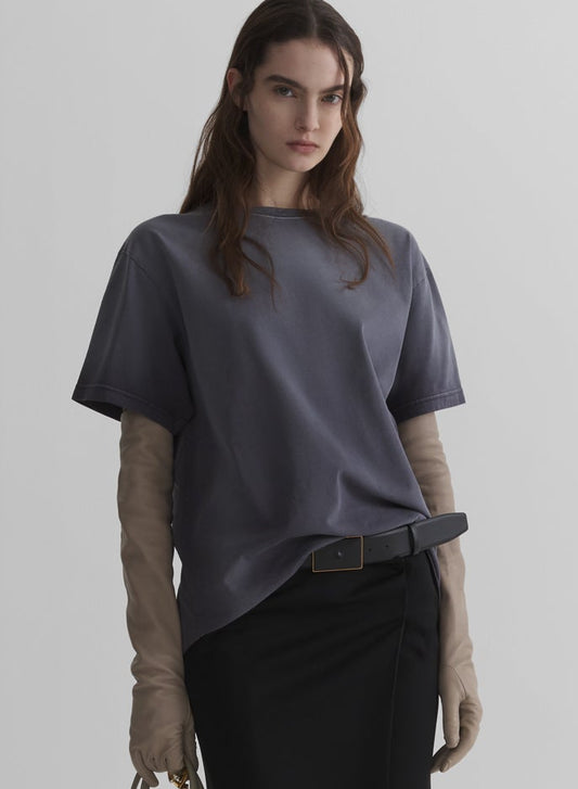 grey short sleeves logo t-shirt