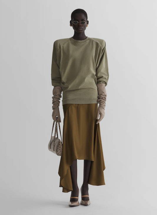 kaki asymetric fluid skirt