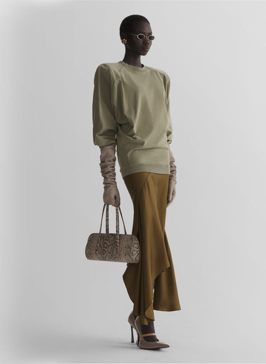 kaki asymetric fluid skirt