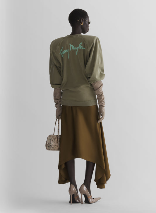 kaki asymetric fluid skirt