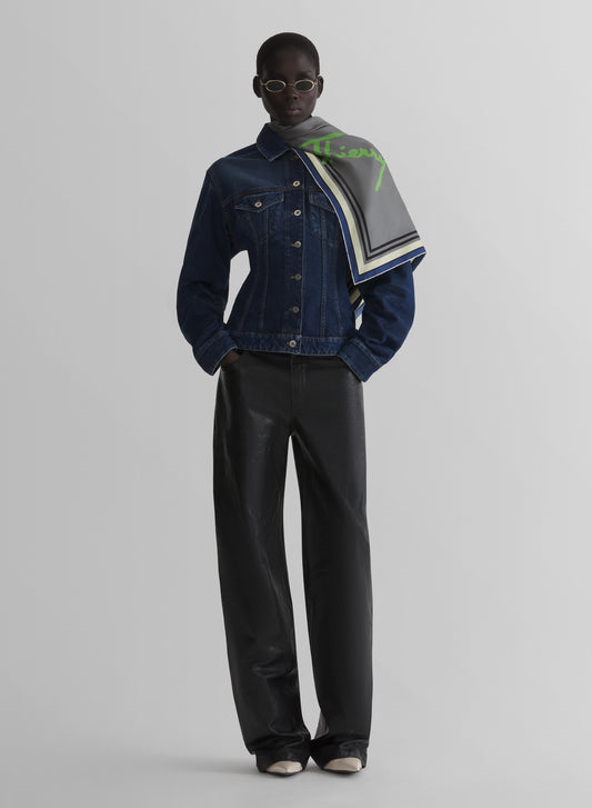 washed hourglass round denim jacket