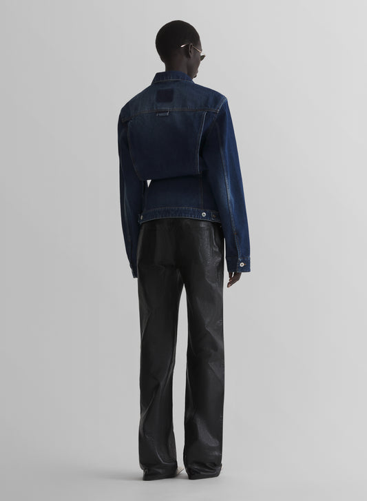 washed hourglass round denim jacket