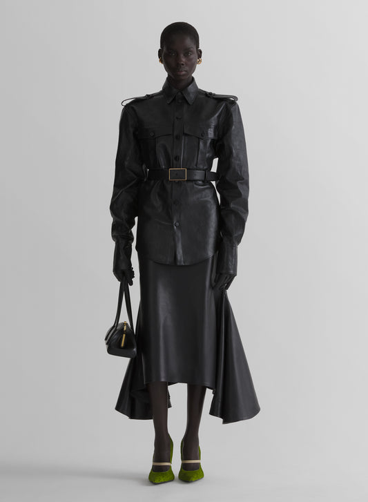 black leather military shirt
