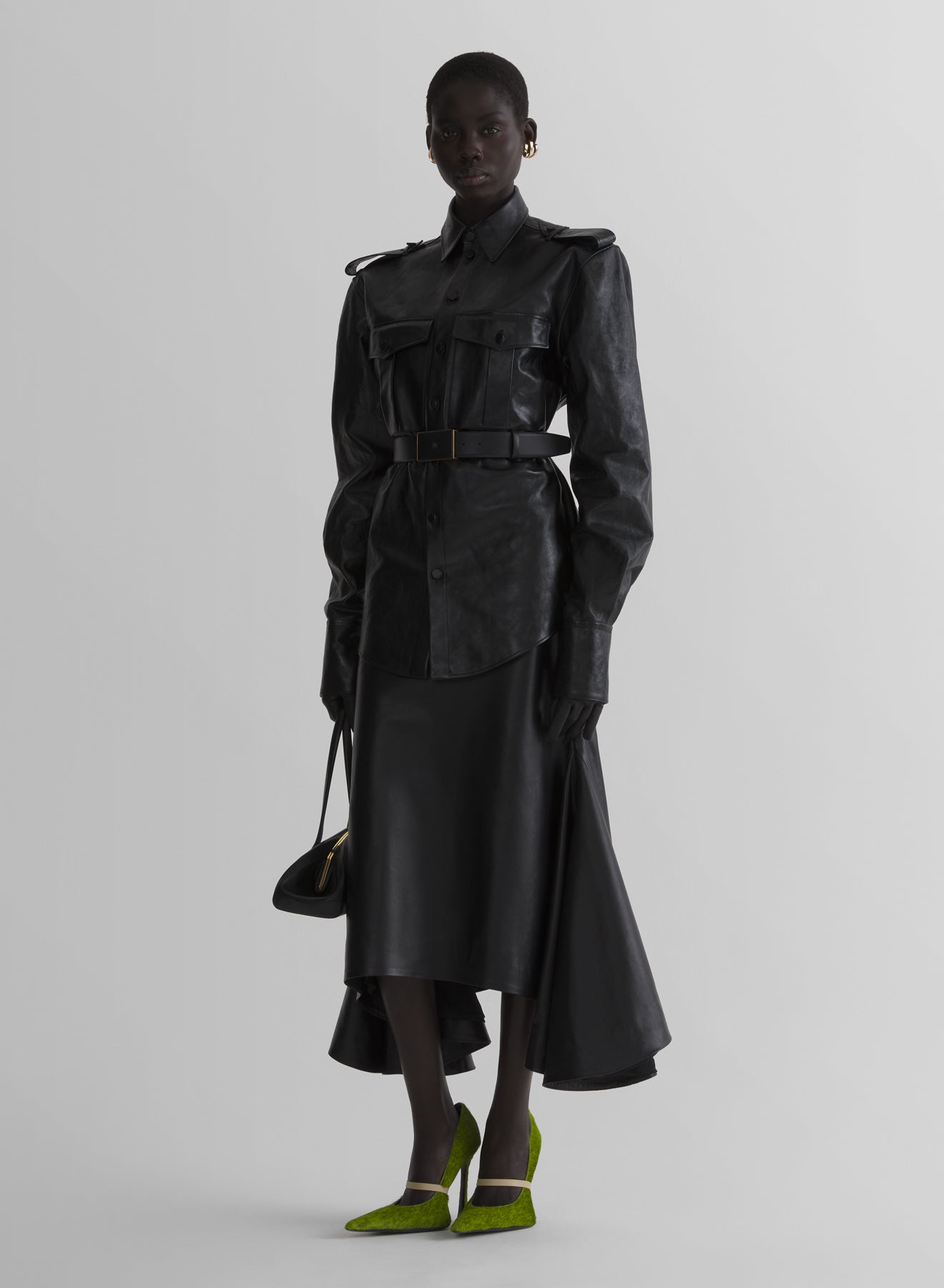 black leather military shirt