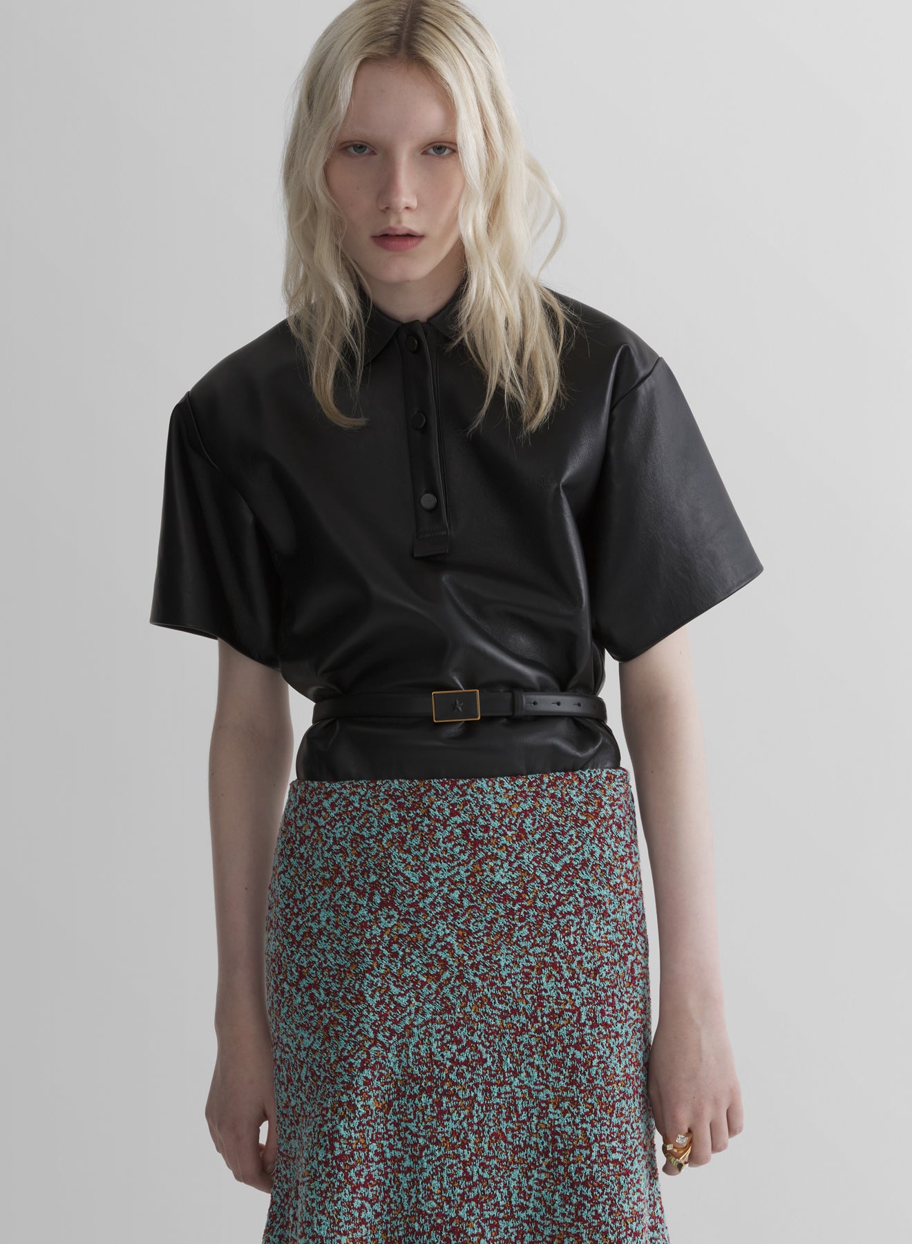 black leather polo