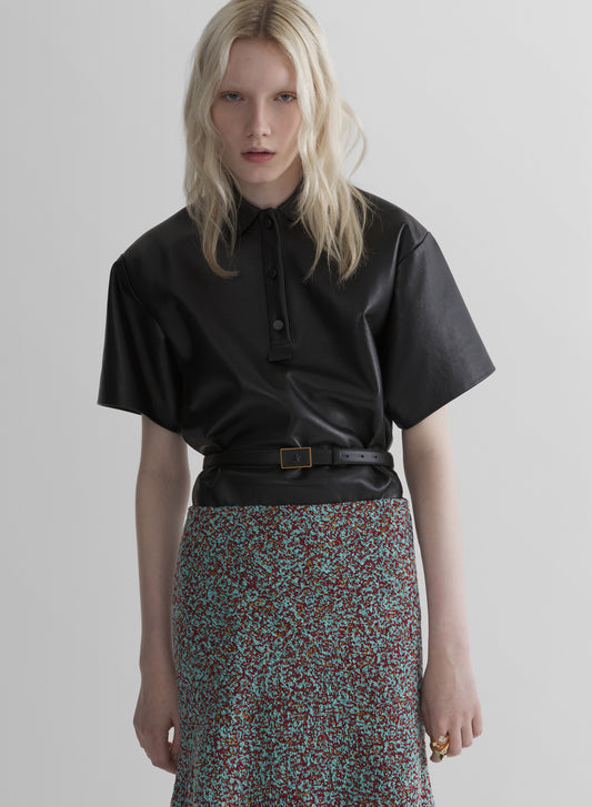 black leather polo